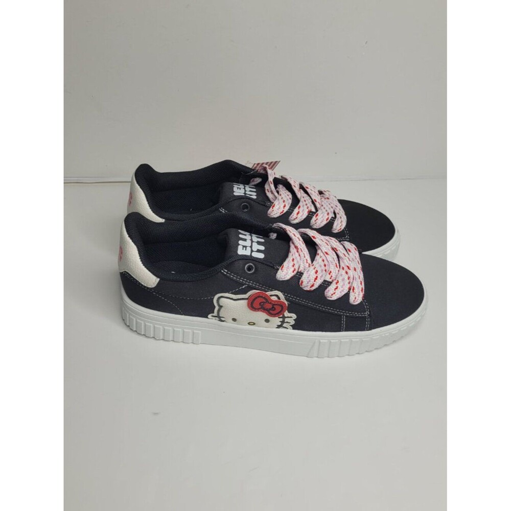 Hello Kitty Black & White Low-Top Sneakers chunky lace up shoes size 10 NWT - Picture 3 of 5